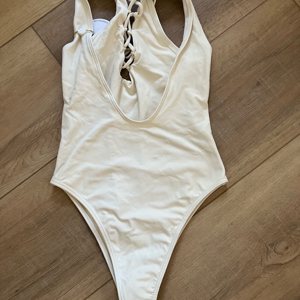 Montce Cream One Piece Swimsuit with Plunging Neckline - Picture 2 of 6